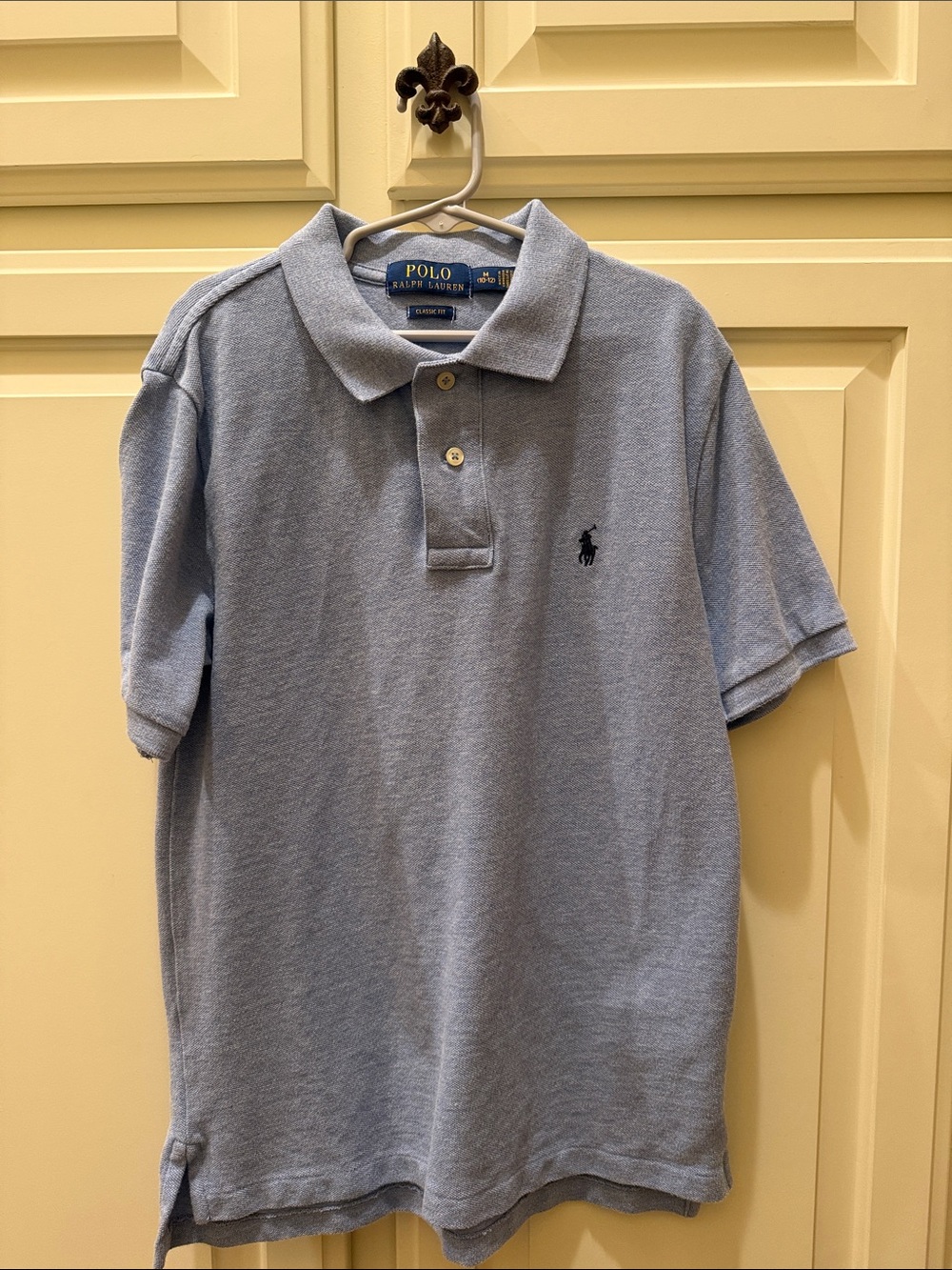 Like New Youth Polo Ralph Lauren Light Blue Polo Shirt Navy Pony Medium 10 / 12